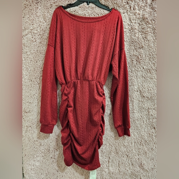 CUPSHE Women's Knit Red Wine Dress - Picture 12 of 16